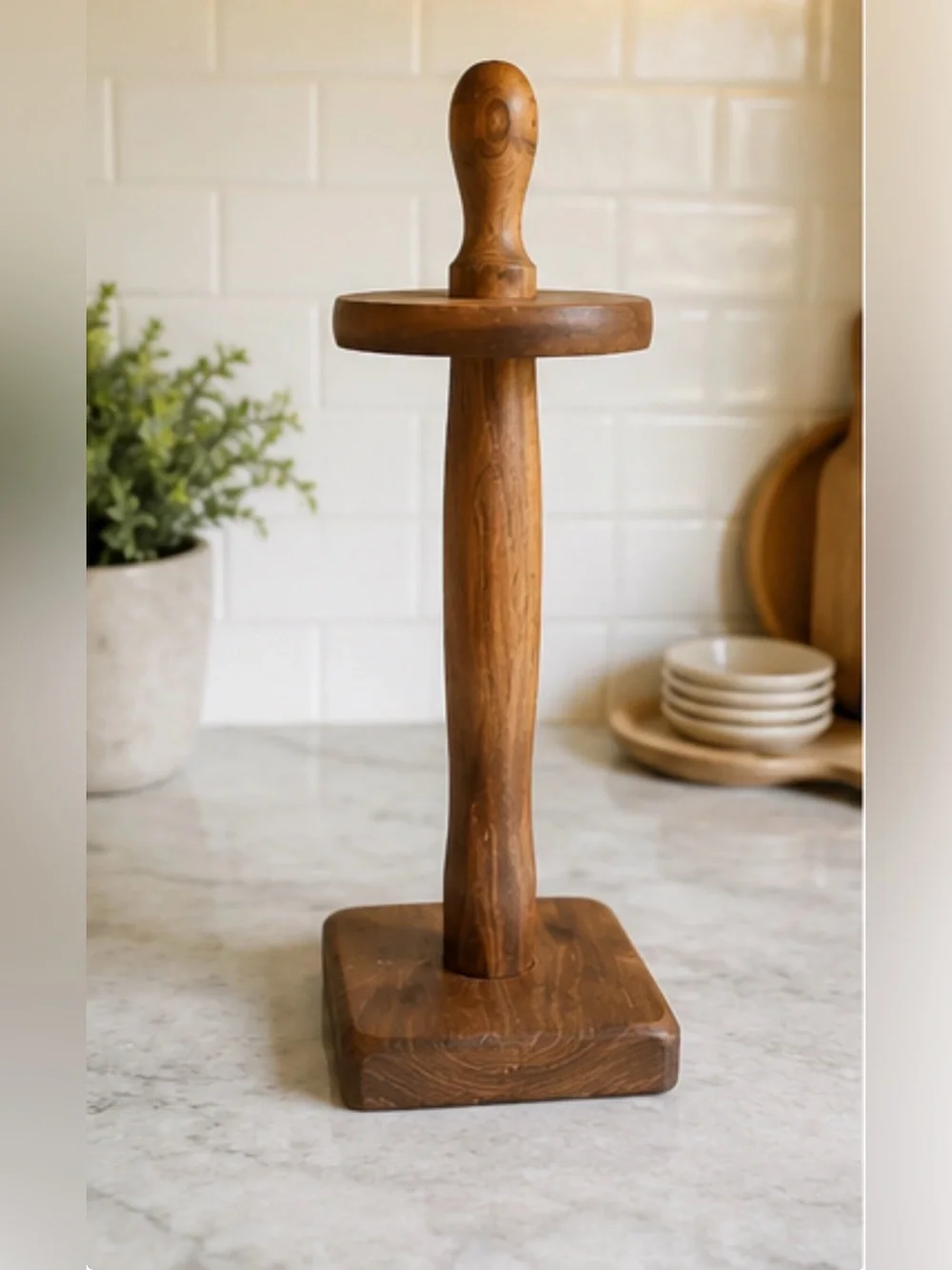 Vintage Wooden Paper Towel Holder Toilet Paper Stand Farmhouse Kitchen Decor